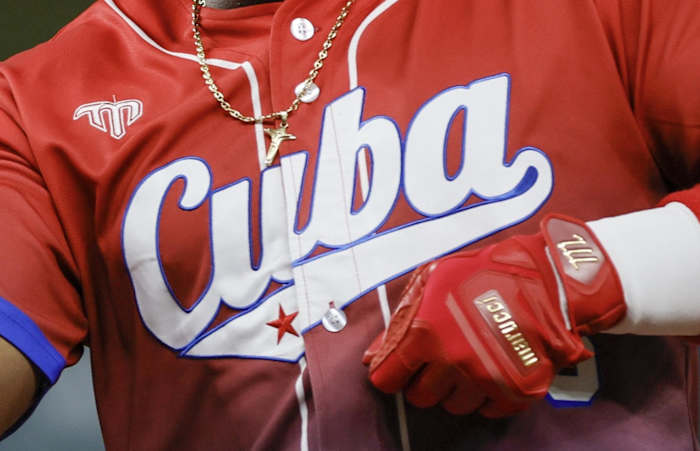 The Cuban national team jersey during the 2023 World Baseball Classic.
